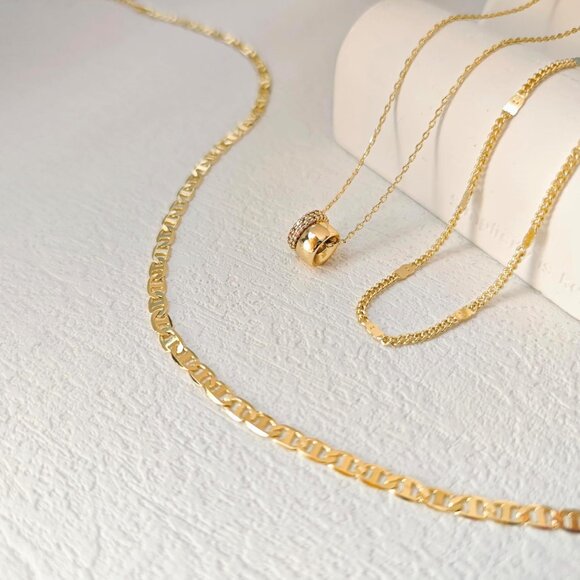 Hypoallergenic Gold Plated Layered Necklaces with Rondelle Pendant for Women - Picture 7 of 7